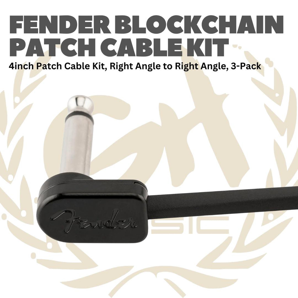 Fender Blockchain 4inch Patch Cable Kit, Right Angle to Right Angle, 3-Pack - Kabel Jumper Efek