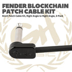 Fender Blockchain 4inch Patch Cable Kit, Right Angle to Right Angle, 3-Pack - Kabel Jumper Efek