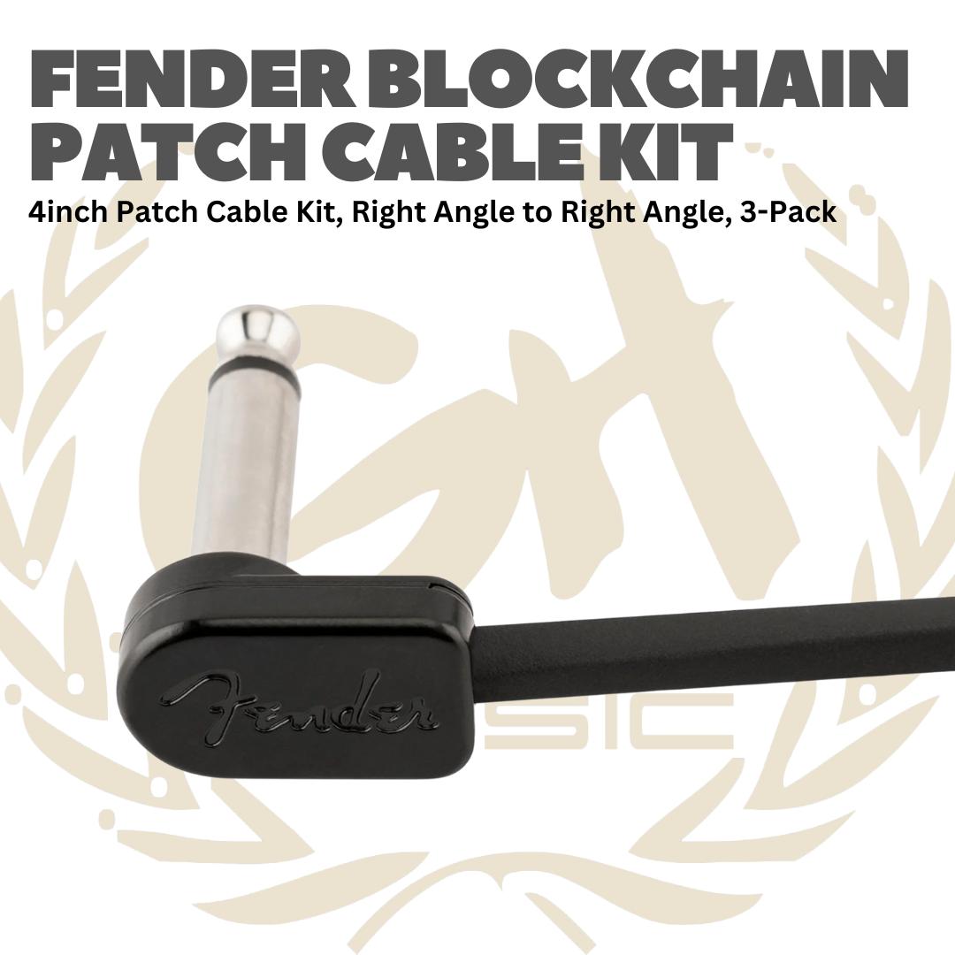 Fender Blockchain 4inch Patch Cable Kit, Right Angle to Right Angle, 3-Pack - Kabel Jumper Efek