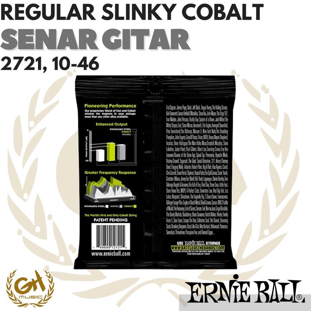 Ernie Ball 2721 Regular Slinky Cobalt Electric Guitar Strings, 10-46