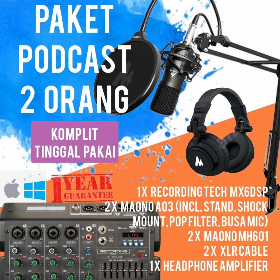 RECORDING TECH MX6DSP PLUS MAONO A03, PODCAST 2 ORANG KOMPLIT