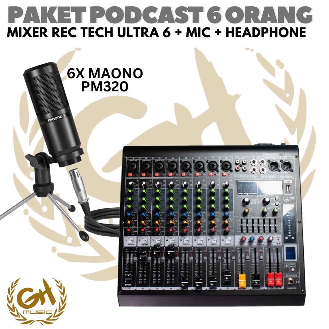 PAKET PODCAST 6 ORANG | RECORDING TECH ULTRA 6 + MAONO PM360
