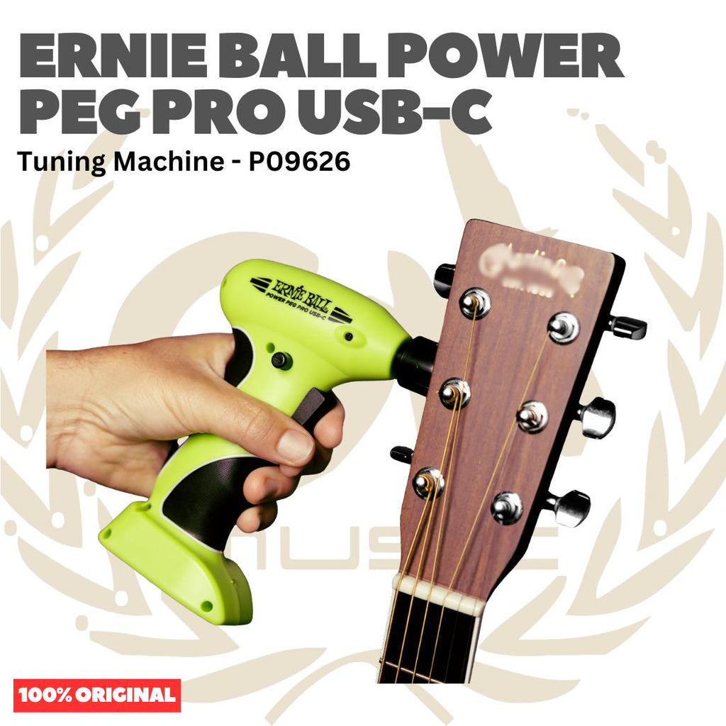 Ernie Ball P09626 Power Peg Pro USB-C Rechargeable String Winder Tuning Machine - Mesin Pemutar Senar 9626 Original Asli