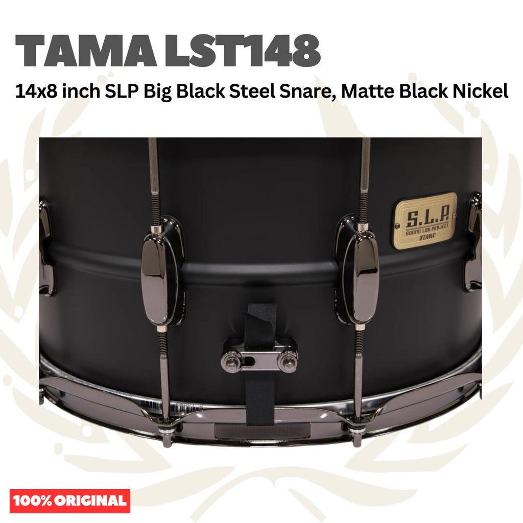 TAMA LST148 SLP Big Black Steel Snare, Matte Black Nickel - Senar Drum