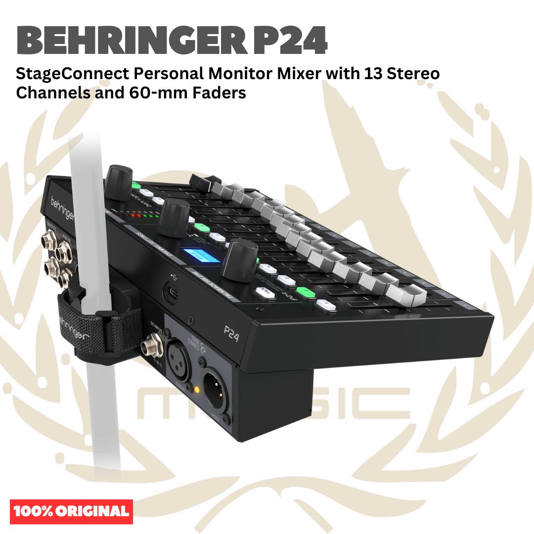 Behringer P24 StageConnect Personal Monitor Mixer with 13 Stereo Channels and 60-mm Faders - Mixer Monitor P 24