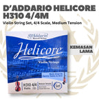 D'Addario Helicore H310 4/4 Violin String Set, 4/4 Scale, Light & Medium Tension - Senar Violin Set Original