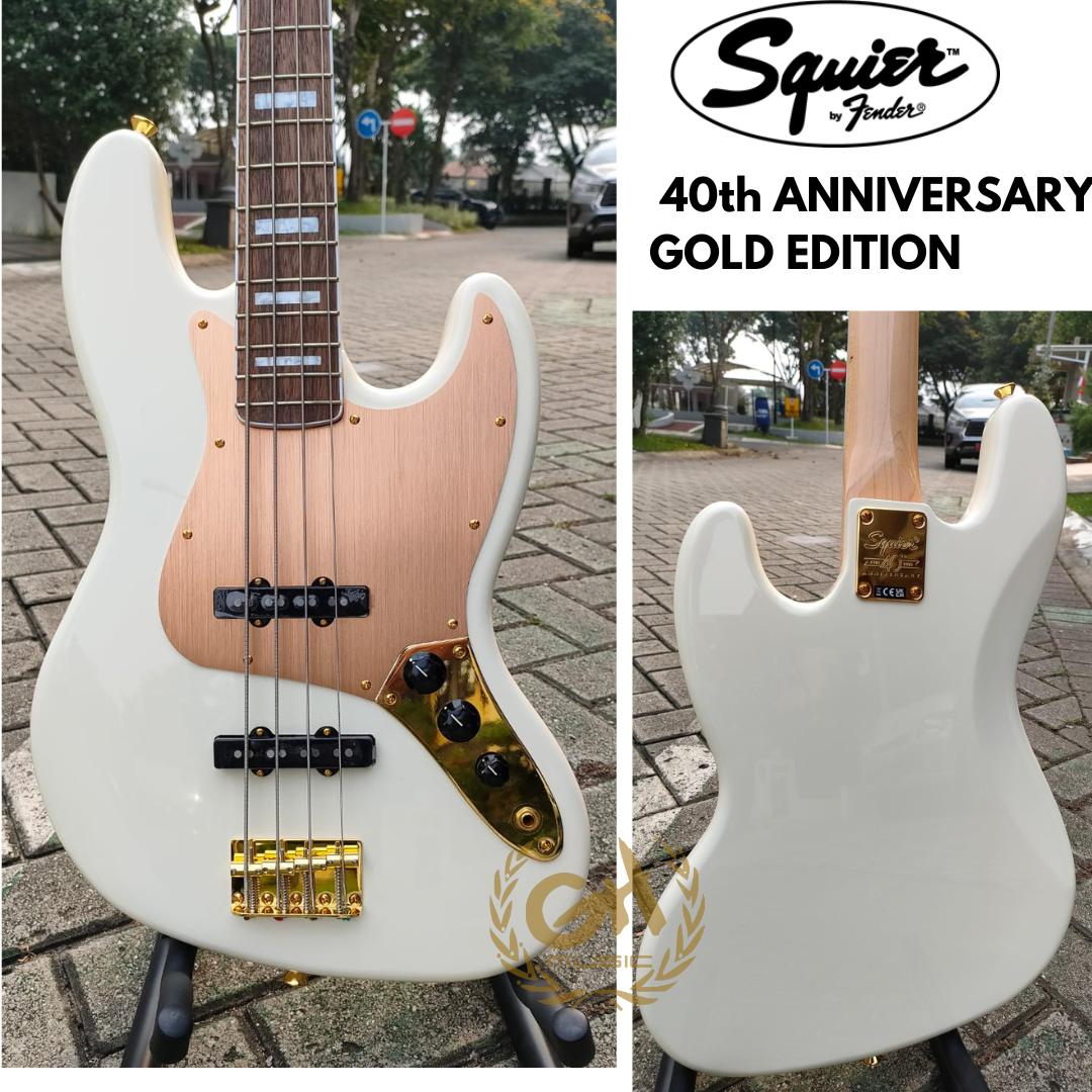 Squier 40th Anniversary Gold Edition Jazz Bass Guitar - BASS ELEKTRIK