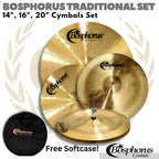 BOSPHORUS TRADITIONAL SET 14", 16", 20" Cymbals Hi hat Crash Ride