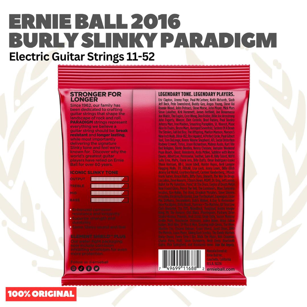 Ernie Ball 2016 11-52 Burly Slinky Paradigm Electric Guitar Strings - Senar Gitar Listrik