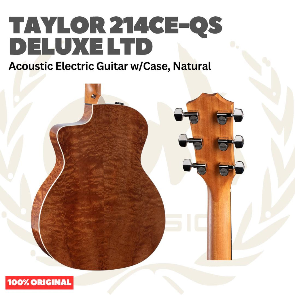 Taylor 214CE-QS Deluxe LTD Acoustic Guitar w/Case, Natural - Gitar Akustik Elektrik