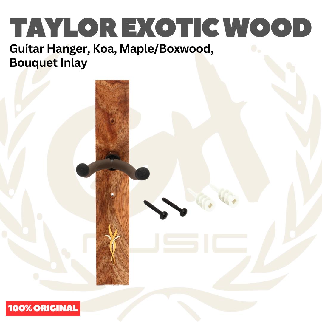 Taylor Exotic Wood Guitar Hanger, Koa, Maple/Boxwood, Bouquet Inlay - Stand Gitar Gantung