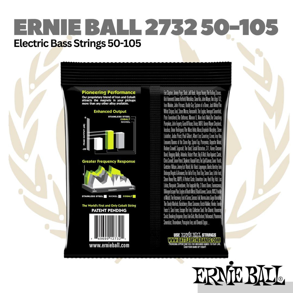 Ernie Ball 2732 Regular Slinky Cobalt Electric Bass Strings, 50-105