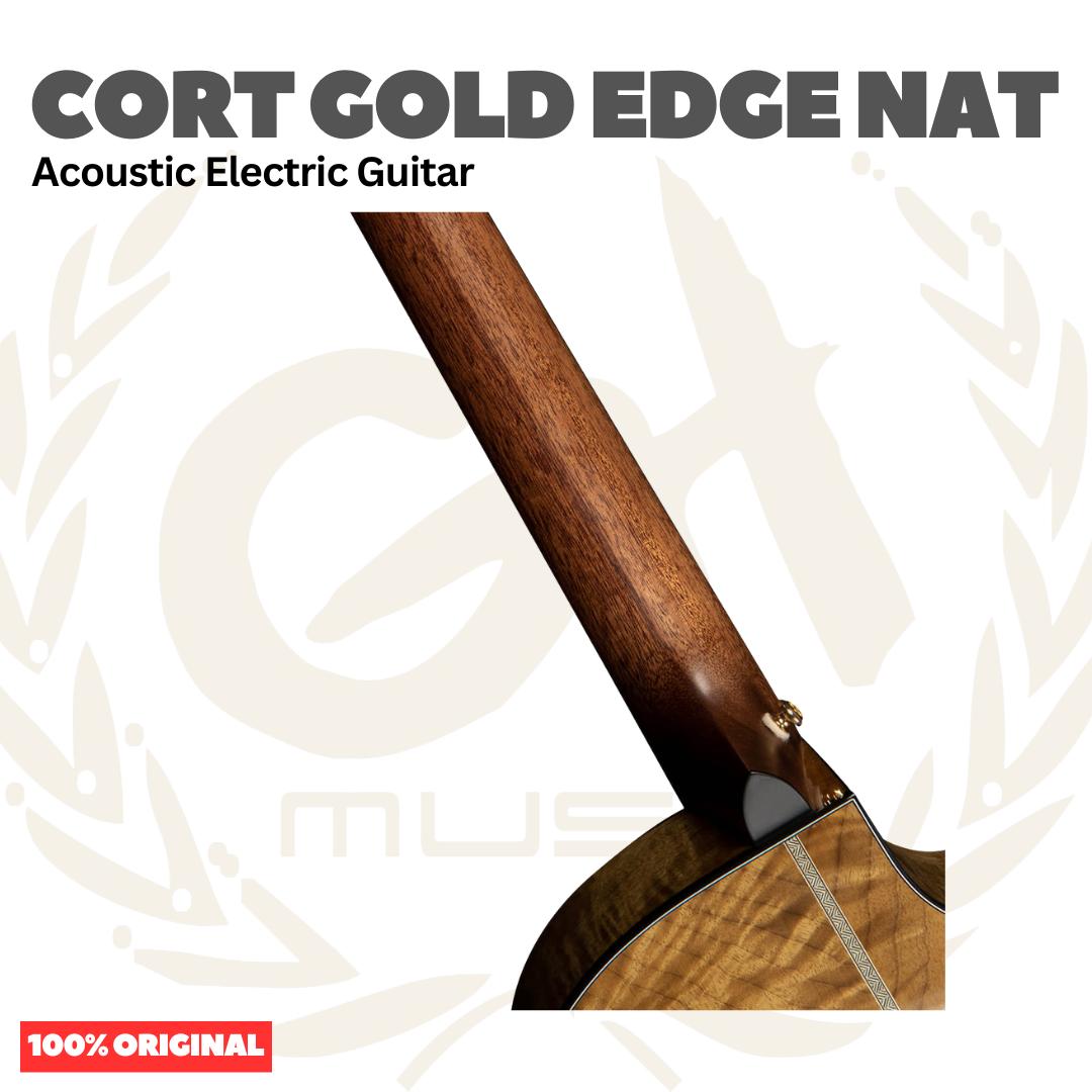 Cort Gold Edge Acoustic Electric Guitar w/Case, Natural - Gitar Akustik Elektrik