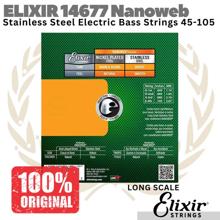 ELIXIR 14677 Nanoweb Long Scale Electric Bass Strings 45-105 | Senar