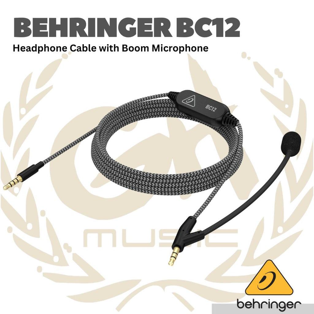 Behringer BC12 Premium Headphone Cable with Boom Microphone and In-Line Control