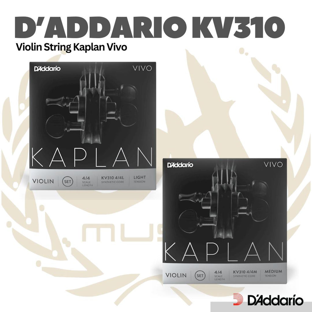 D'addario KV310-4/4L Kaplan Vivo Violin String Set, Light Tension - Senar Biola