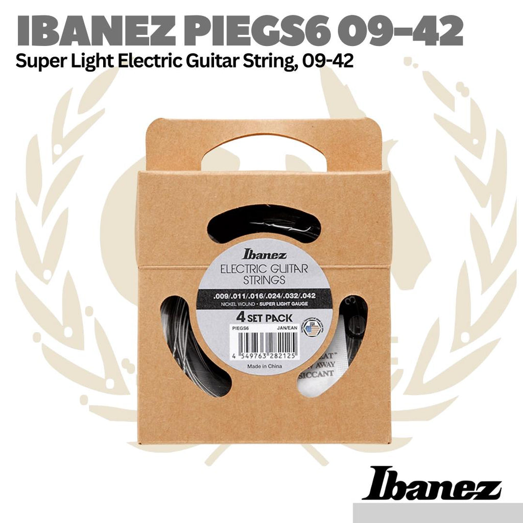 Ibanez PIEGS6 09-42 Super Light Electric Guitar Strings, 4-pack