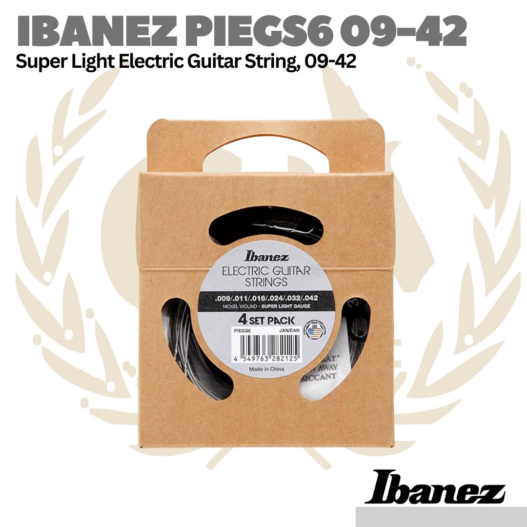 Ibanez PIEGS6 09-42 Super Light Electric Guitar Strings, 4-pack