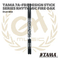 TAMA 7A-F-BS Design Stick Series Rhythmic Fire Oak Stick, Black/Silver Pattern