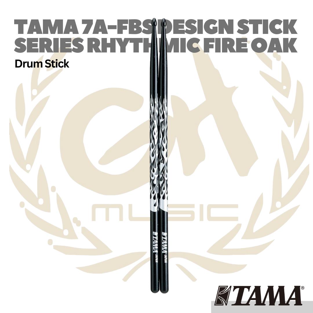 TAMA 7A-F-BS Design Stick Series Rhythmic Fire Oak Stick, Black/Silver Pattern