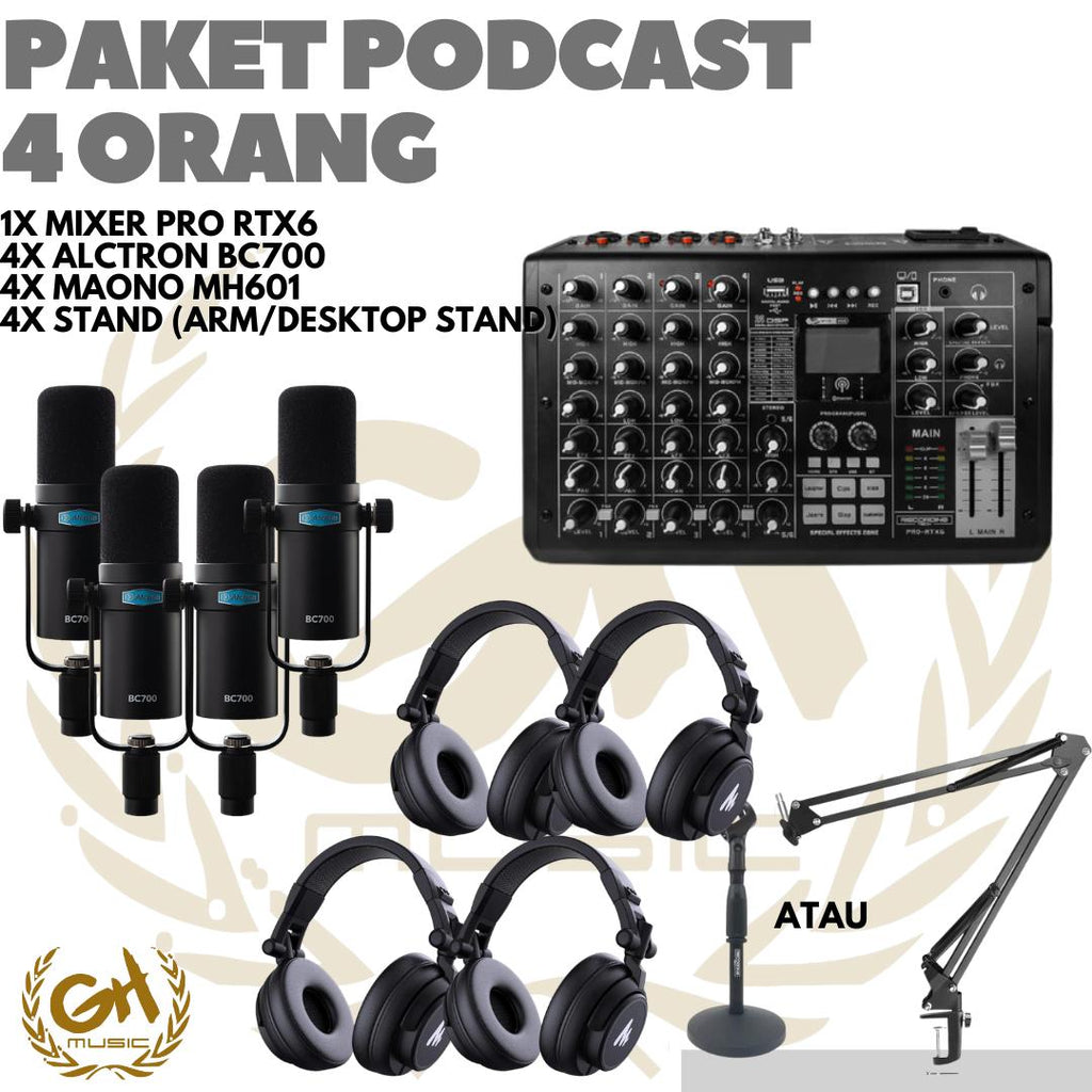 PAKET PODCAST 4 ORANG ALCTRON BC700 + RTX6 PRO + HEADPHONE