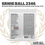 Ernie Ball 2346 Earthwood Medium Light Bell Bronze Acoustic Guitar Strings, 12-54 - Senar Gitar Akustik
