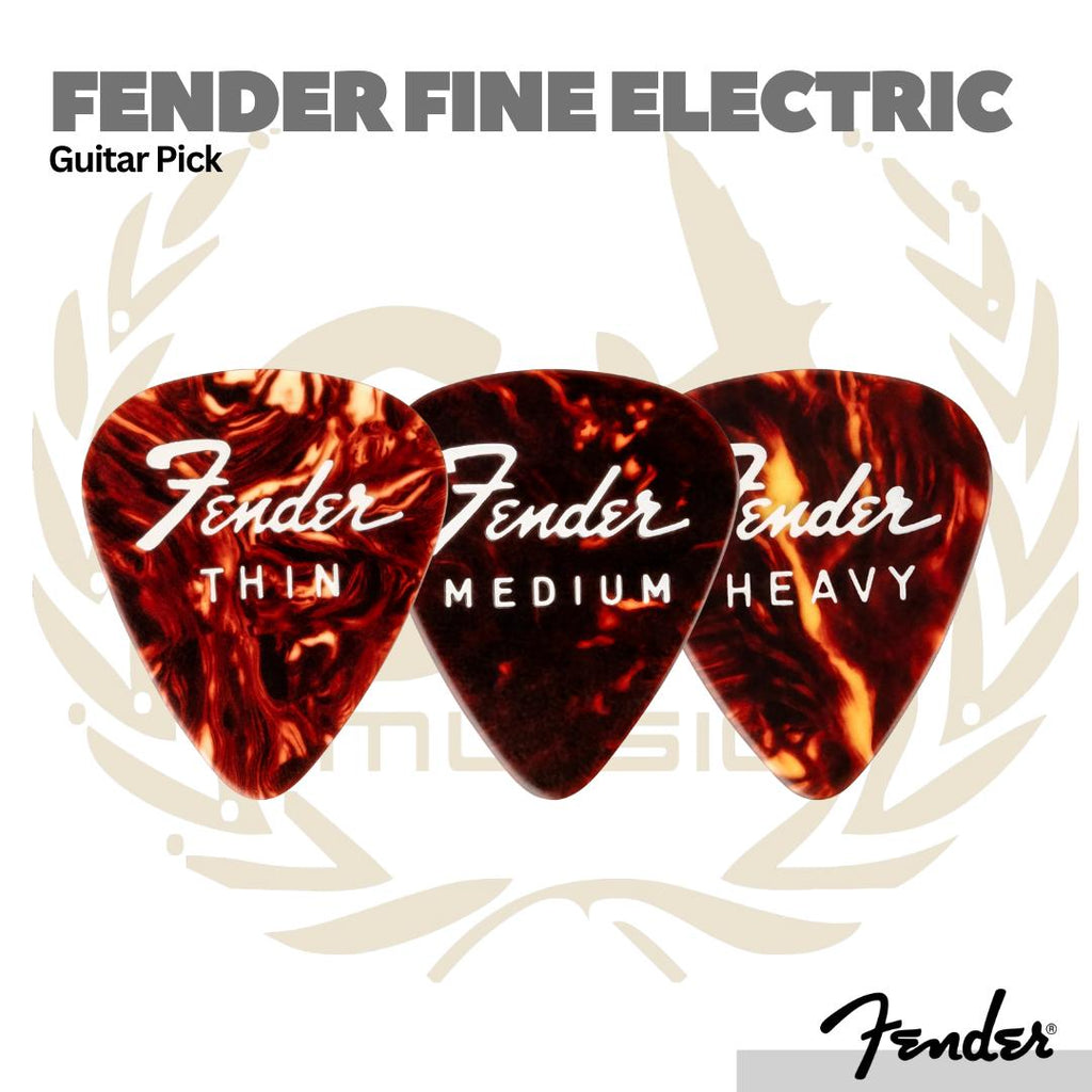 Fender Fine Electric Guitar Pick Tin, Assorted Gauge, 12-Pack - Pick Gitar Bass