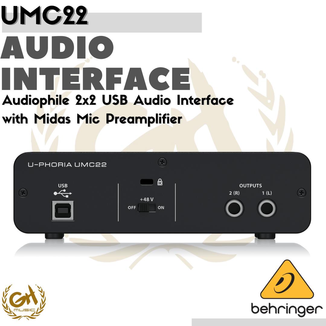 BEHRINGER UMC22 SOUNDCARD AUDIO INTERFACE