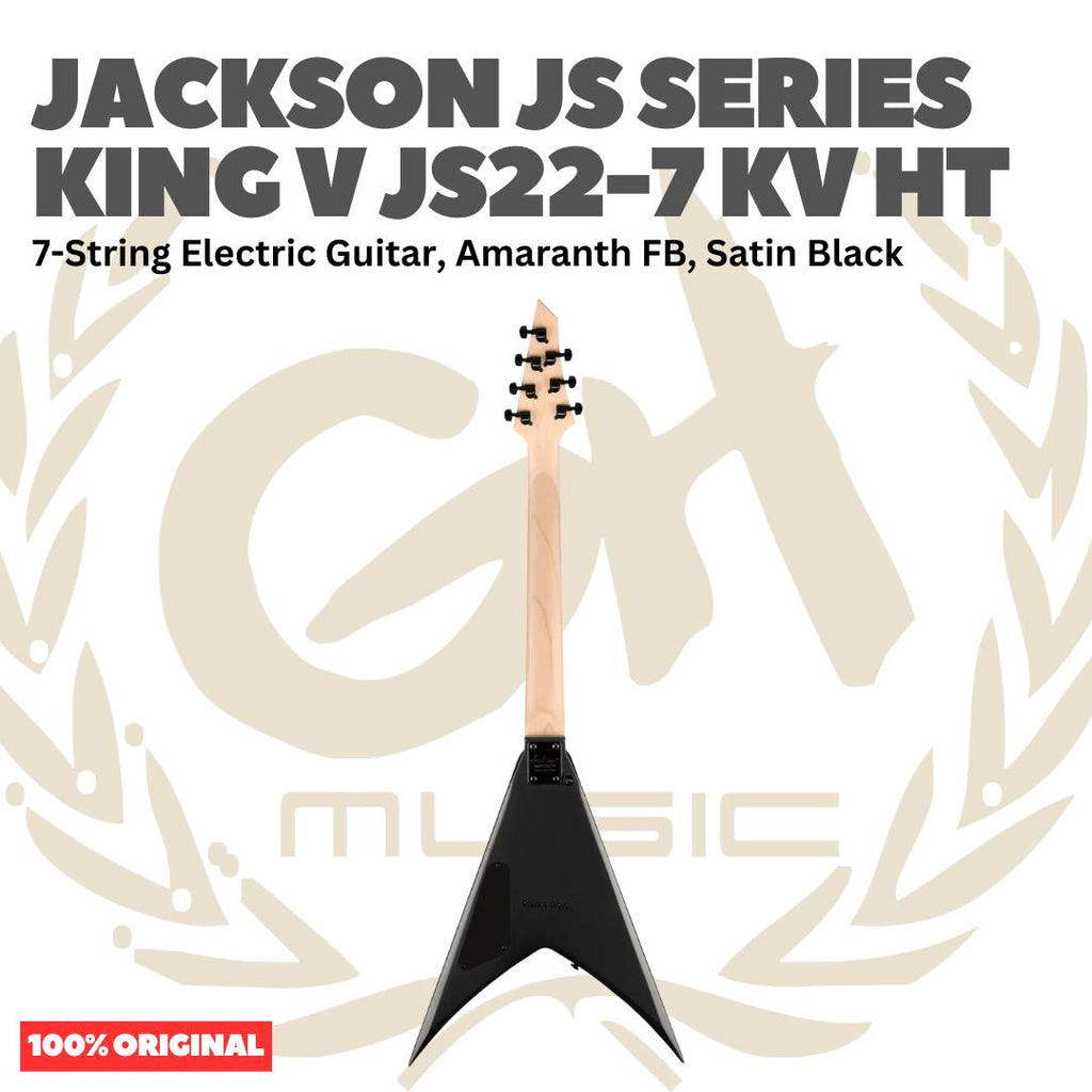 Jackson JS Series King V JS22-7 KV HT 7-String Electric Guitar, Amaranth FB, Satin Black - Gitar Listrik Elektrik Original Asli