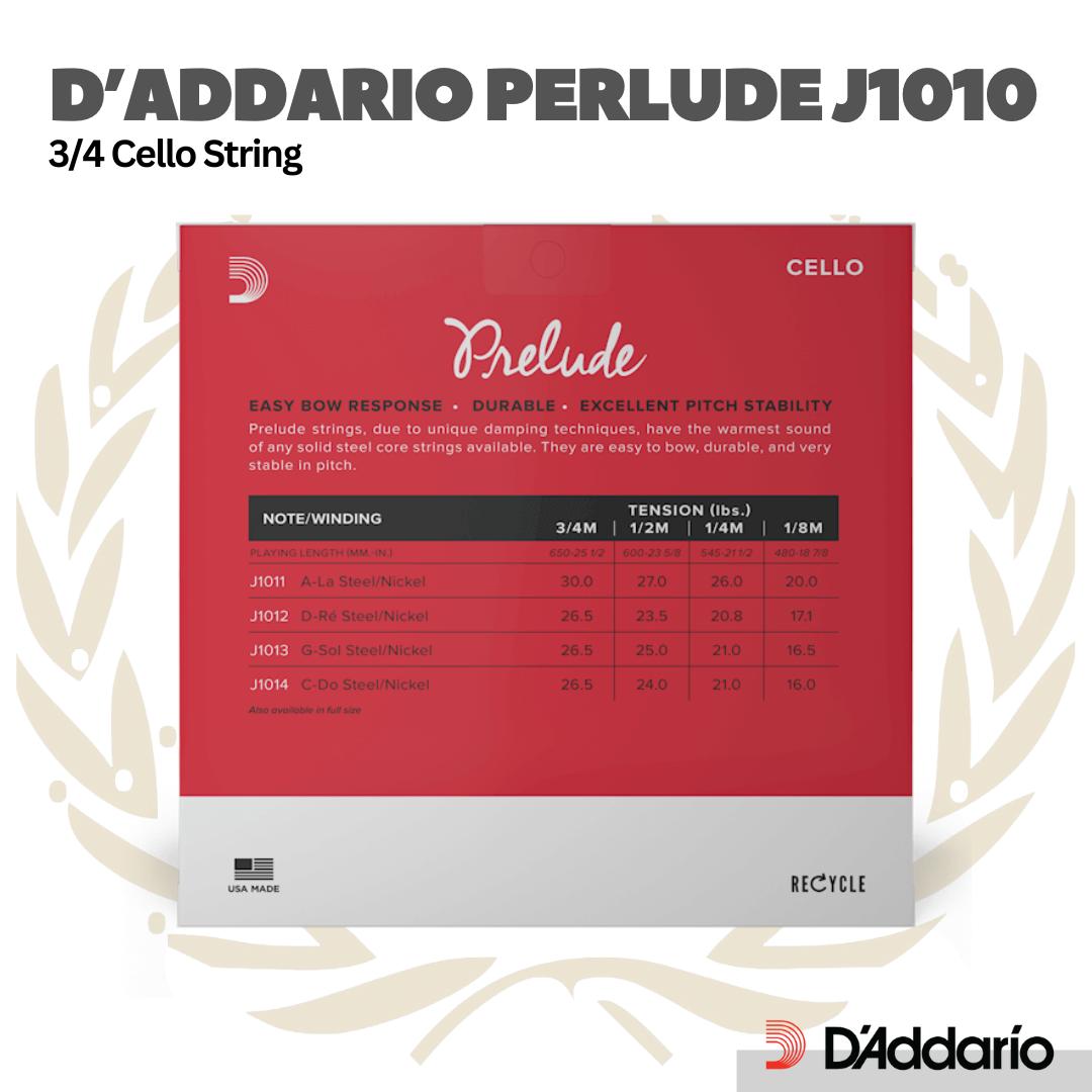 D’addario J1010 Prelude 3/4 Medium-Tension Cello String Set - Senar Cello