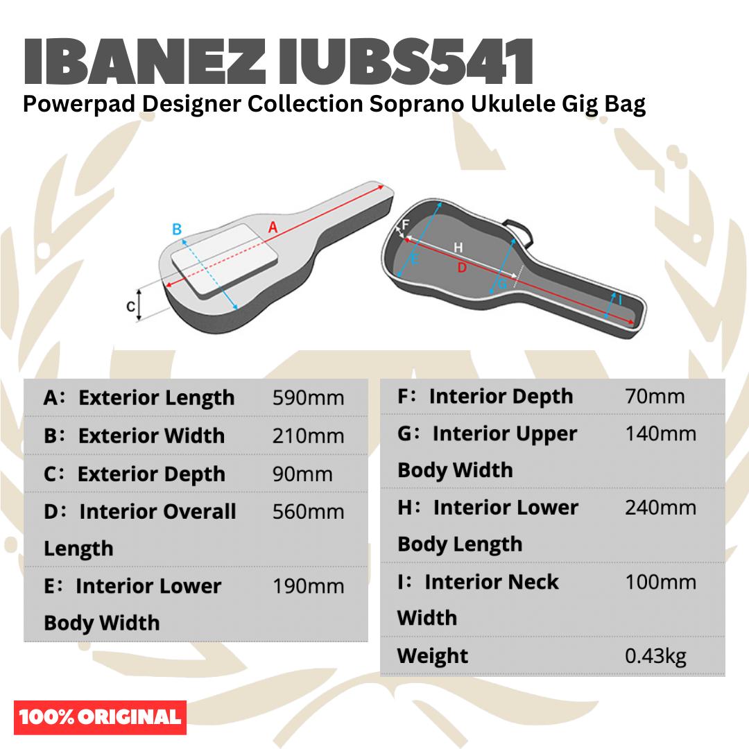 Ibanez IUBS541 Powerpad Designer Collection Gig Bag for Soprano Ukulele - Tas Ukulele Soprano Original Asli