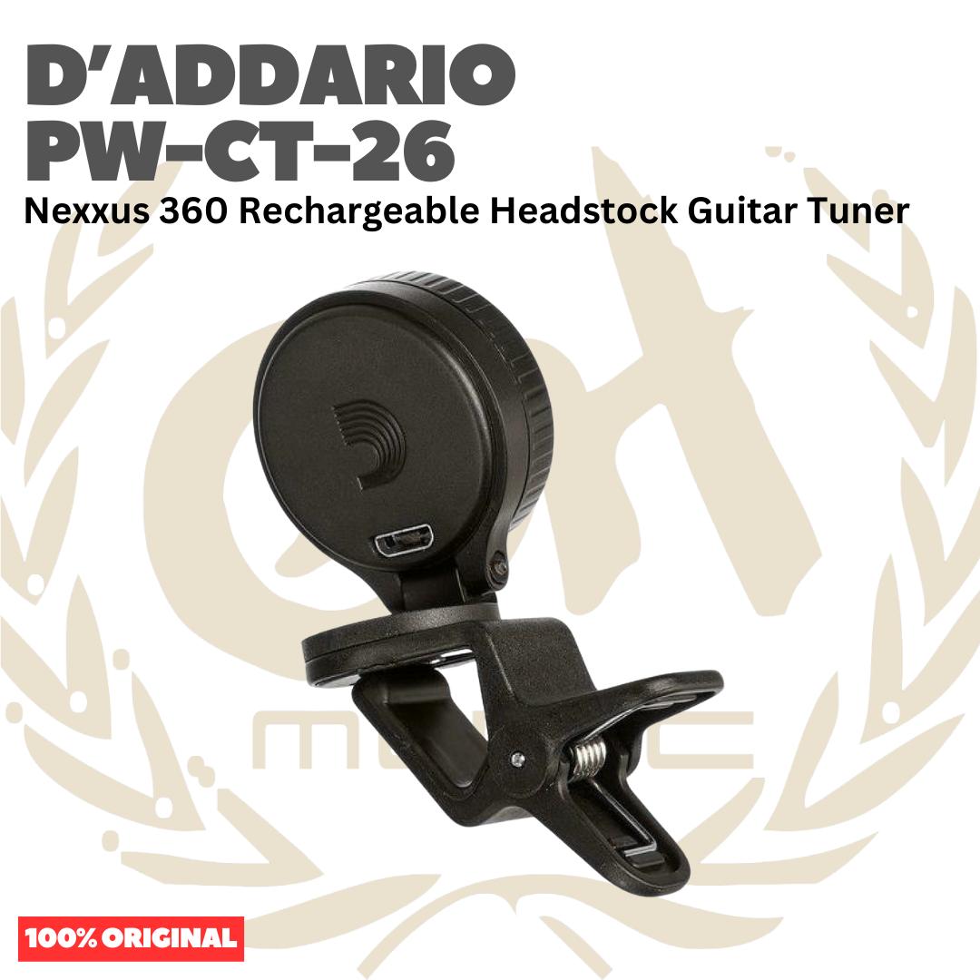 D'addario PW-CT-26 Nexxus 360 Rechargeable Headstock Guitar Tuner - Tuner Gitar Bass Original Asli