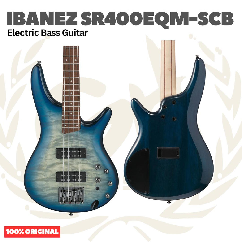 Ibanez SR400EQM-SCB 4-String Electric Bass Guitar, Stained Cosmic Blue Starburst - Bass Listrik Elektrik