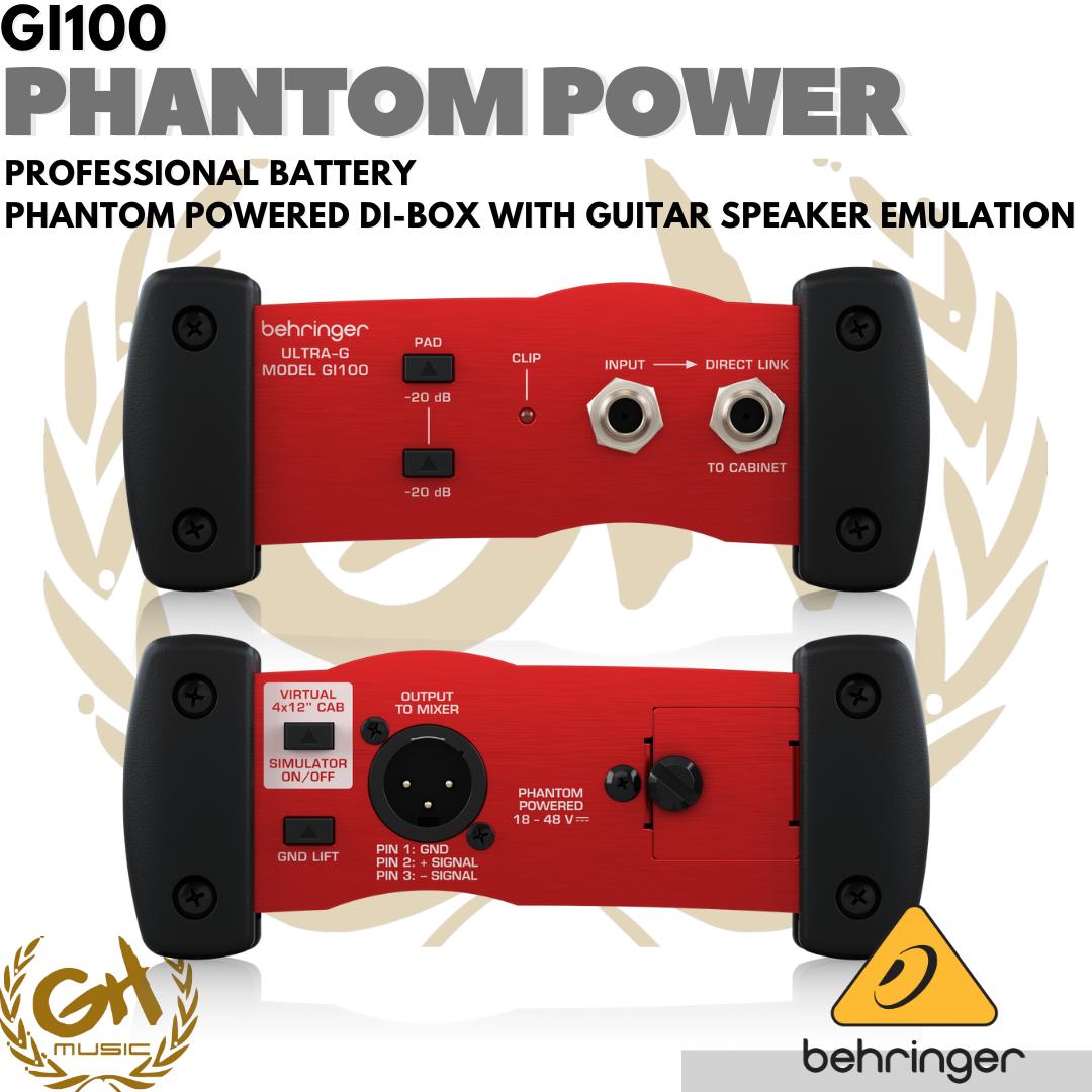 Behringer GI100 Active DI Box with Speaker Emulator - Phantom Power