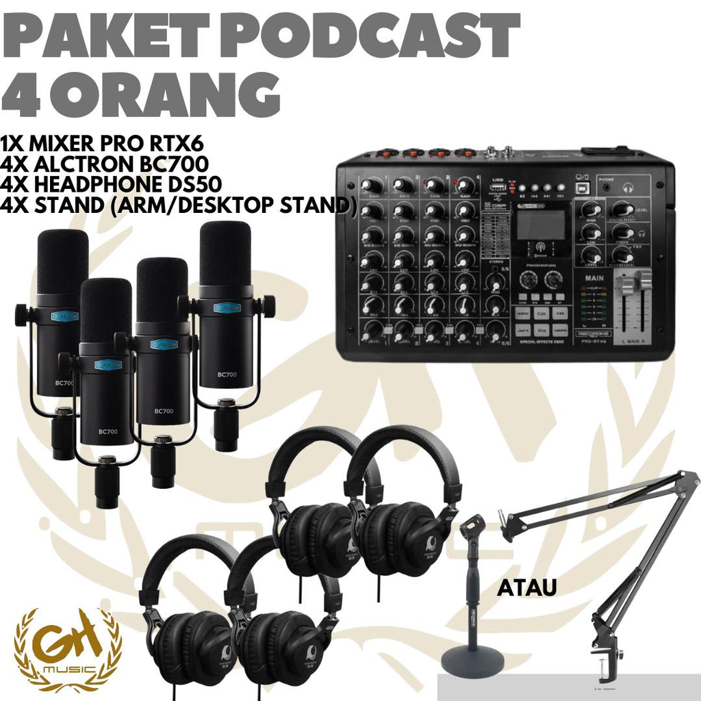 PAKET PODCAST 4 ORANG ALCTRON BC700 + RTX6 PRO + HEADPHONE