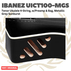 Ibanez UICT100-MGS Tenor Ukulele 4-String w/Preamp & Bag, Metallic Grey Sunburst - Ukulele Tenor 4-senar Original Asli