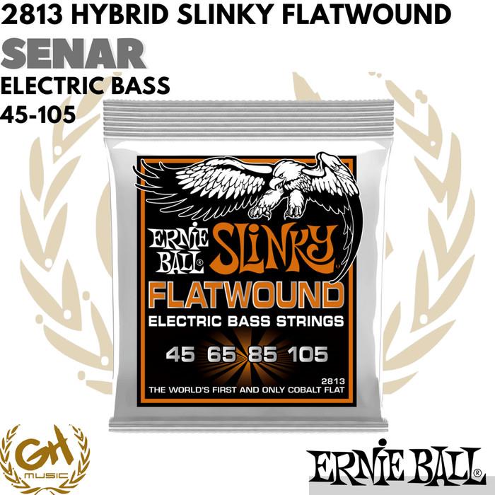 Ernie Ball 2813 Slinky Flatwound 45-105, Senar Bass Elektrik