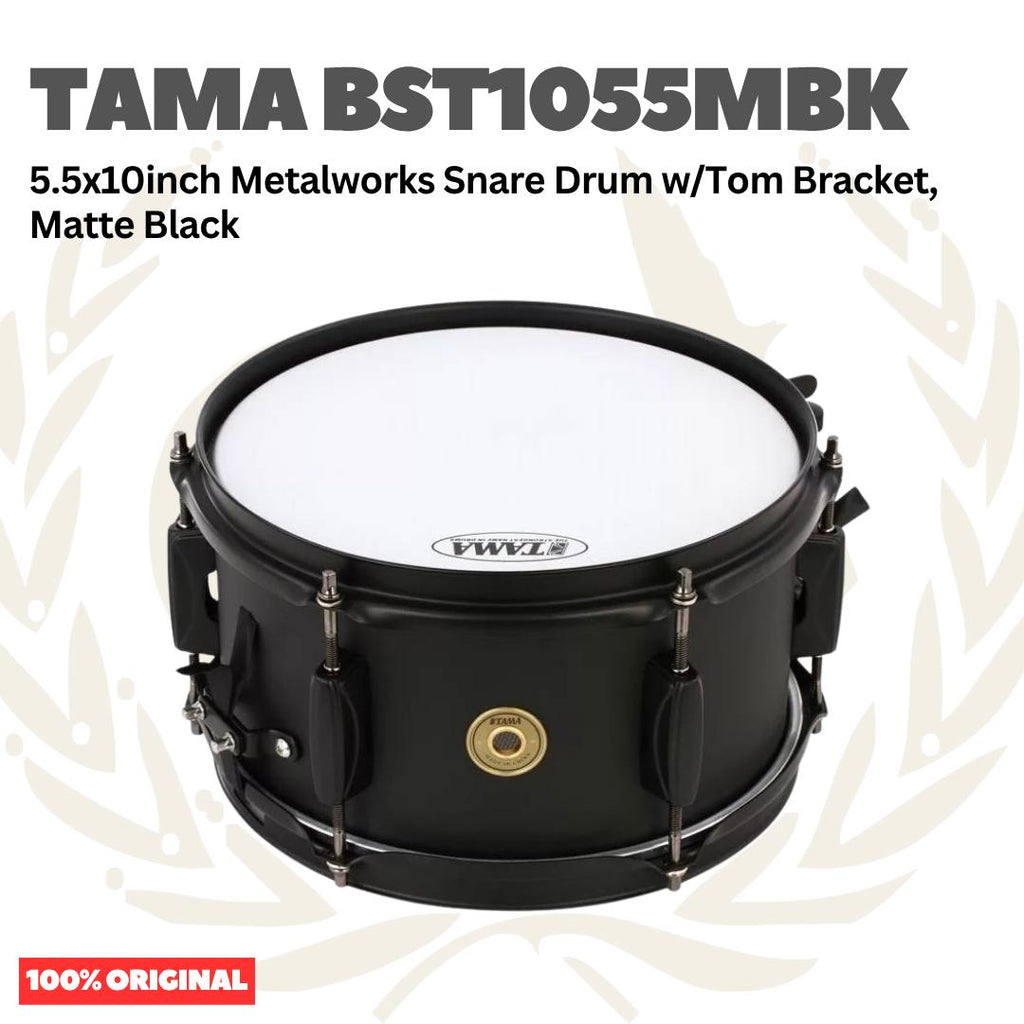 TAMA BST1055MBK 5.5x10inch Metalworks Snare Drum w/Tom Bracket, Matte Black - Senar Drum