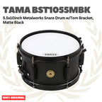 TAMA BST1055MBK 5.5x10inch Metalworks Snare Drum w/Tom Bracket, Matte Black - Senar Drum