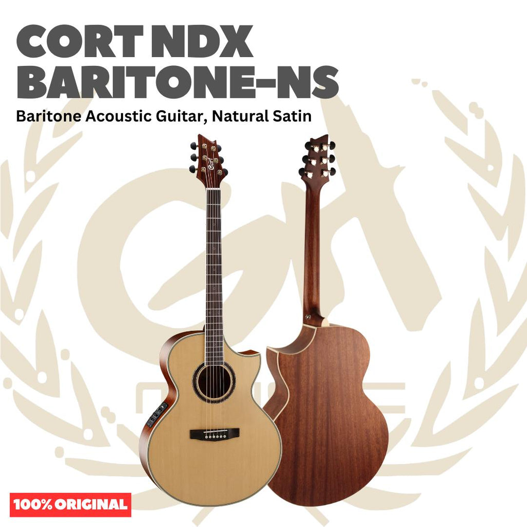 Cort NDX Baritone-NS Baritone Acoustic Guitar, Natural Satin - Gitar Akustik Baritone Low Standard Tuning Original Asli