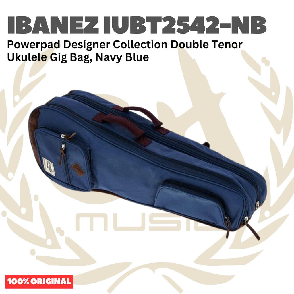 Ibanez IUBT2542-NB Powerpad Designer Collection Double Tenor Ukulele Gig Bag, Navy Blue - Tas Ukulele Tenor Isi 2 Original Asli