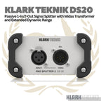 Klark Teknik DS 20 Passive 1-In/2-Out Signal Splitter With Midas