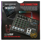RECORDING TECH MX6DSP PROFESSIONAL 6 CHANNEL PODCAST AUDIO MIXER