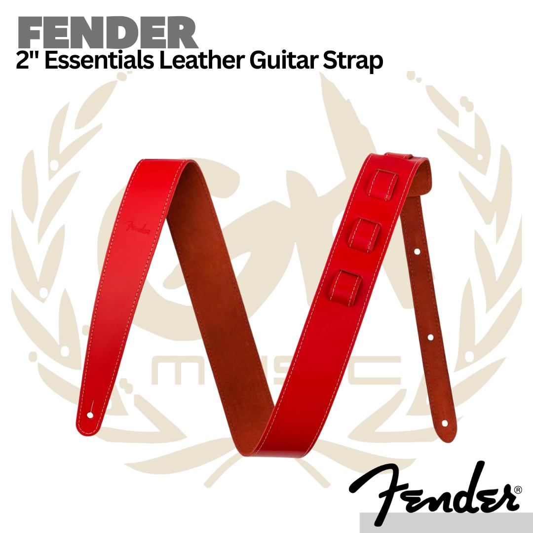Fender 2inch Essentials Leather Guitar Strap - Strep Kulit Gitar Bass