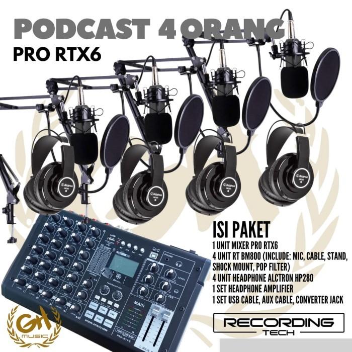 RECORDING TECH PRO RTX6 PLUS RT - BM800, PAKET PODCAST 4 ORANG KOMPLIT