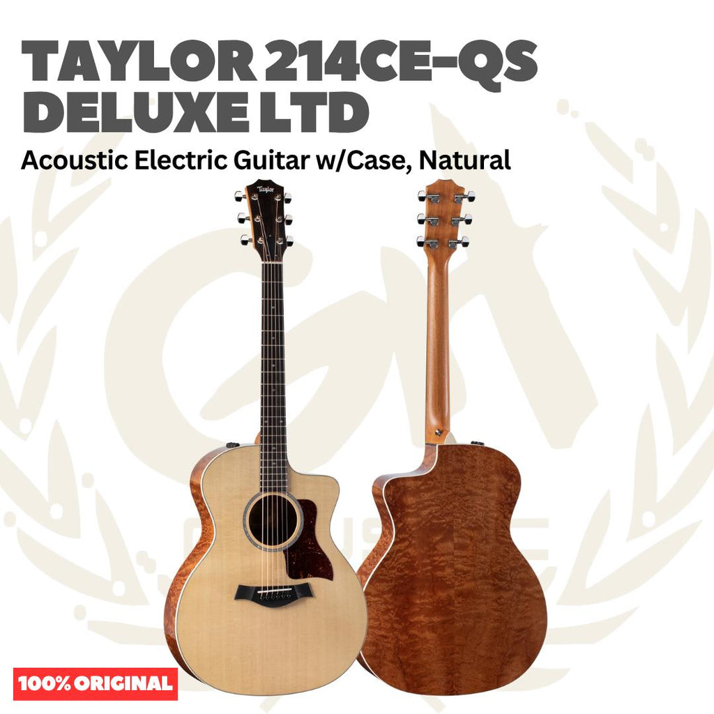 Taylor 214CE-QS Deluxe LTD Acoustic Guitar w/Case, Natural - Gitar Akustik Elektrik