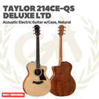 Taylor 214CE-QS Deluxe LTD Acoustic Guitar w/Case, Natural - Gitar Akustik Elektrik