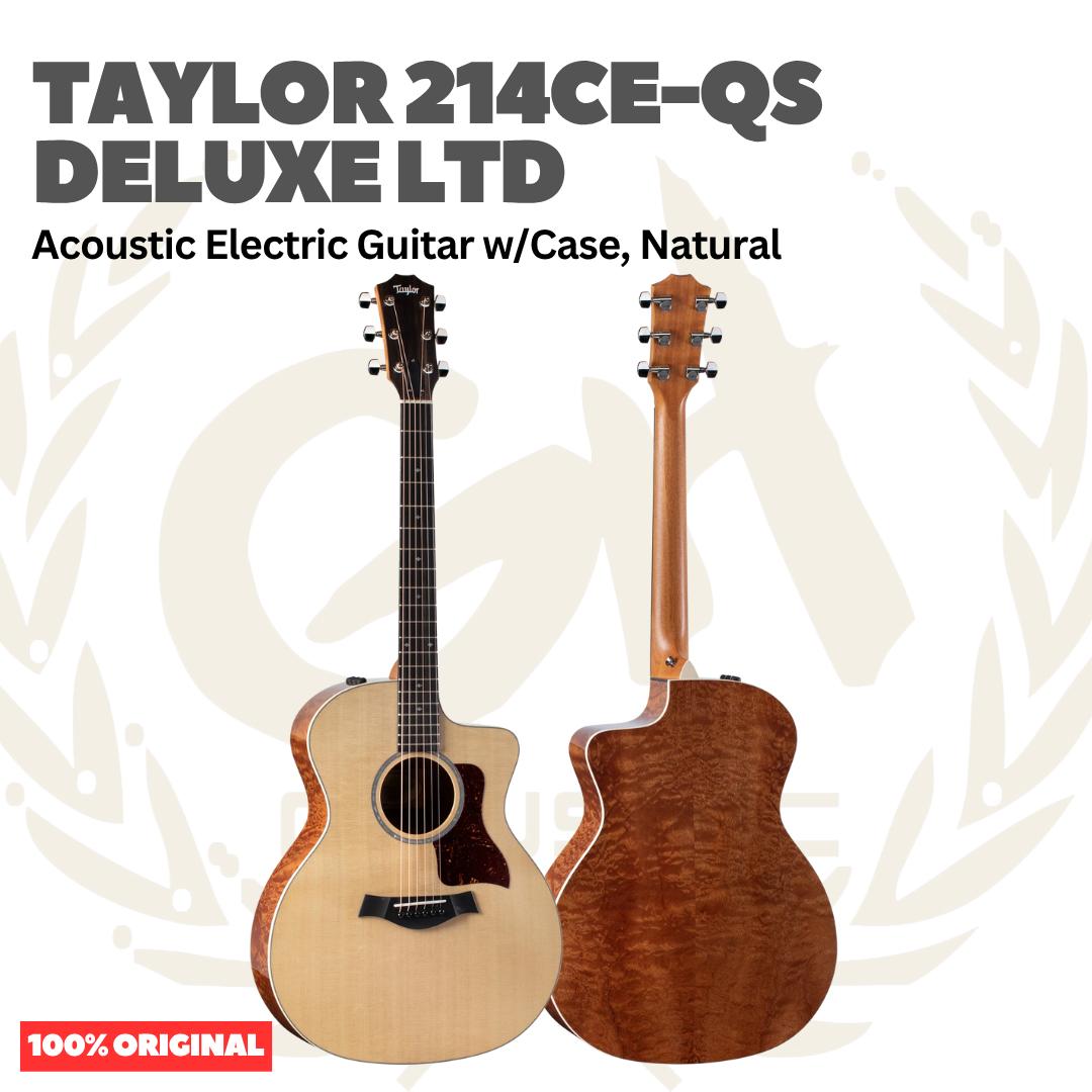 Taylor 214CE-QS Deluxe LTD Acoustic Guitar w/Case, Natural - Gitar Akustik Elektrik