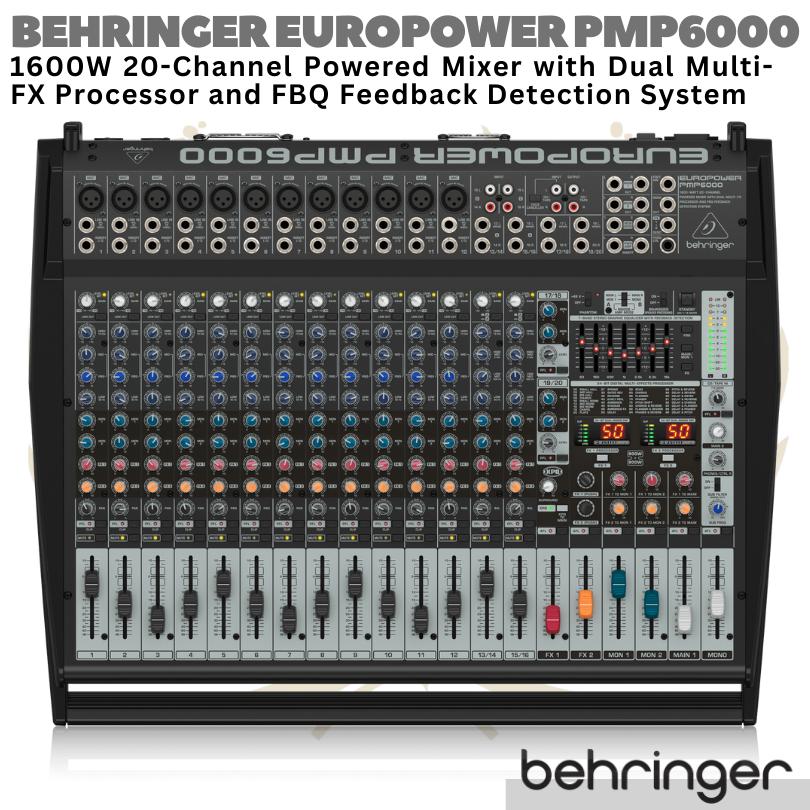 BEHRINGER EUROPOWER PMP6000 20 Channel 1600W Powered Audio Mixer