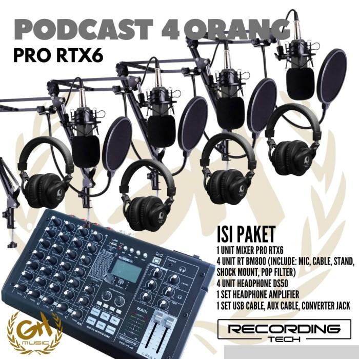 RECORDING TECH PRO RTX6 PLUS RT - BM800, PAKET PODCAST 4 ORANG KOMPLIT